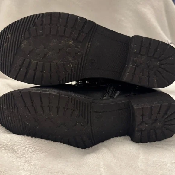 Rhinestone & Studded Black/Silver Combat Boots 9 - Picture 7 of 7